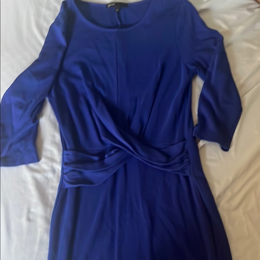 Gibson Blue Sheath Mini Dress with Bateau Neckline